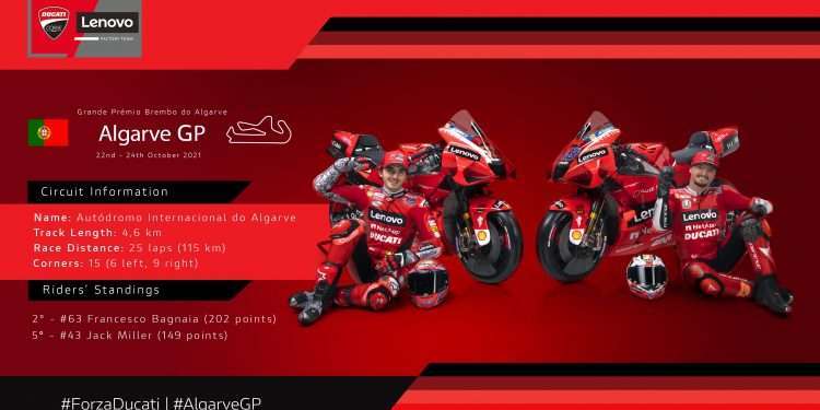 Ducati Lenovo Team returns to the track in Portimão (Portugal) for the penultimate round of the 2021 MotoGP season