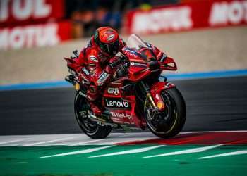 Bagnaia closes second as Bezzecchi (VR46 Racing) takes win in the 13-lap Sprint battle at the TT Assen circuit.