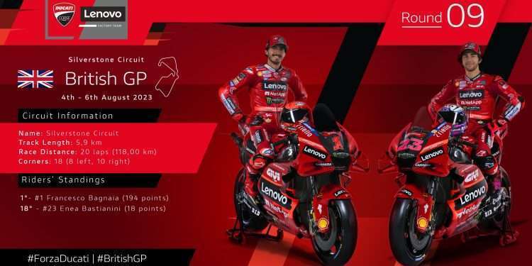 The second part of the 2023 season restarts from Silverstone, in England, for the Ducati Lenovo Team