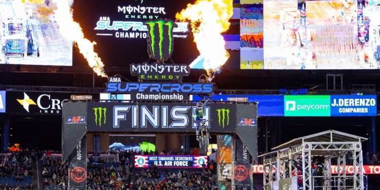 Cooper Webb Wins Foxborough Supercross, Advances into Tie in Championship Points  ﻿