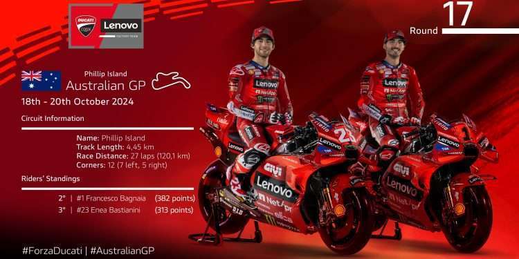 Ducati Lenovo Team ready for the seventeenth round of the 2024 MotoGP season at Phillip Island